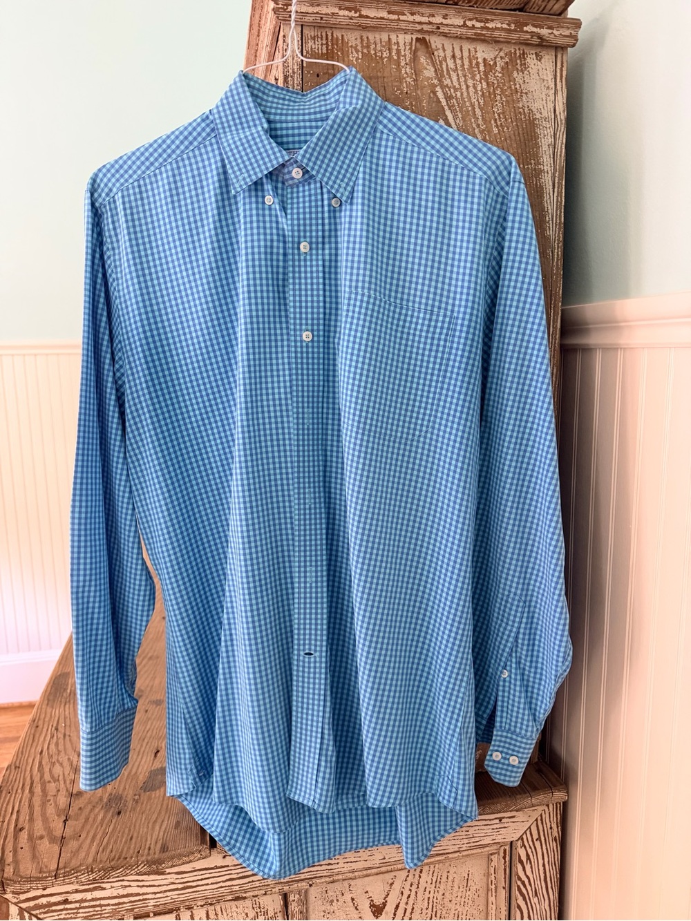 Southern Tide Light Blue Gingham Button-Down Shirt Size M